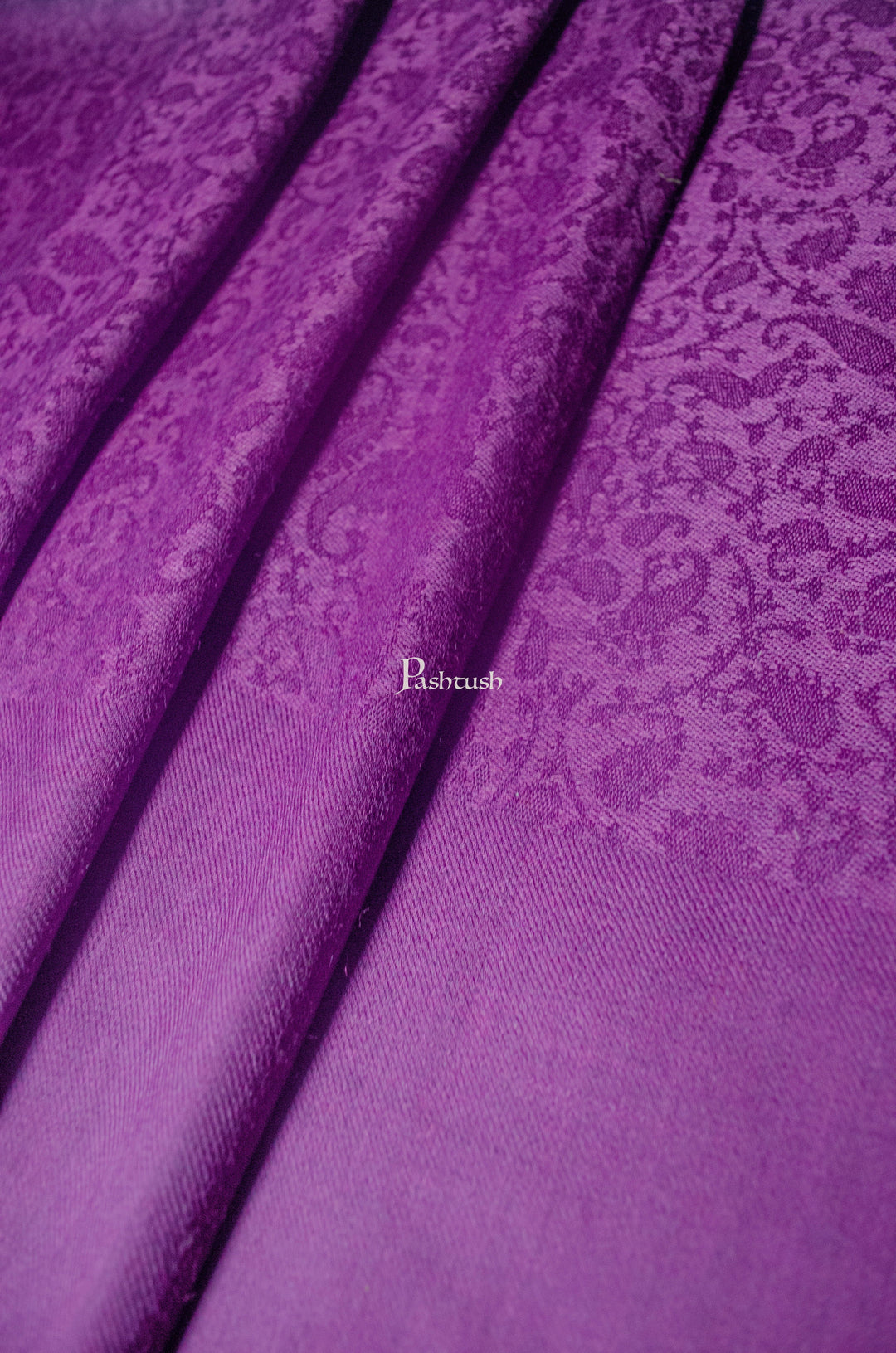Pashtush India Womens Shawls Pashtush Mens Fine Wool Stole, Self Pasiley Weave Design, Purple