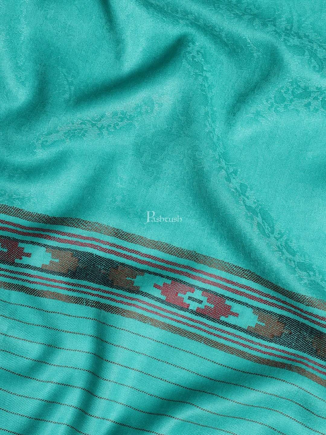 Pashtush India 100x200 Pashtush Mens Fine Wool Stole, Soft and Warm, Aztec Design, Jacquard Weave - Bottle Green