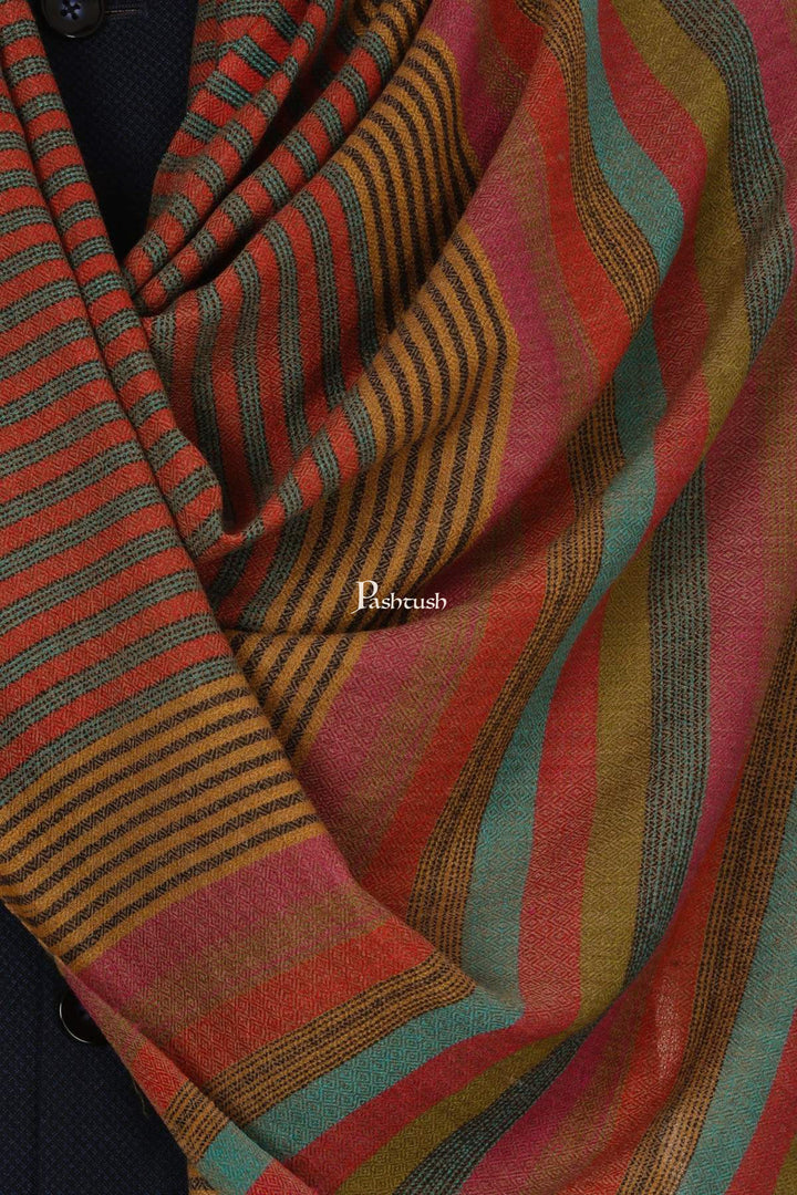 Pashtush India Mens Scarves Stoles and Mufflers Pashtush Mens Fine Wool Striped Muffler, Soft And Warm Stole Scarf