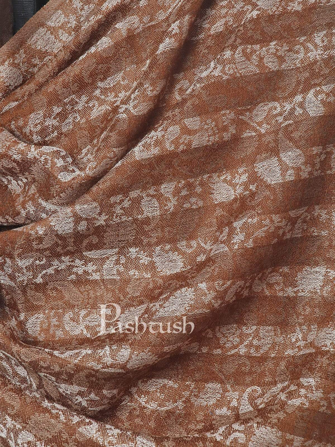 Pashtush India 70x200 Pashtush Mens Fine Wool Striped Stole, Espresso