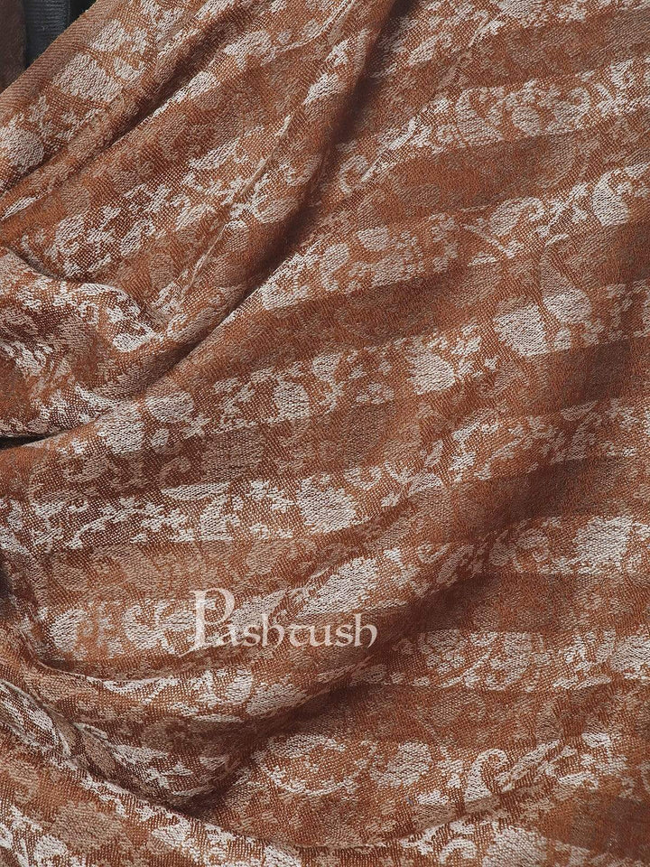 Pashtush India 70x200 Pashtush Mens Fine Wool Striped Stole, Espresso