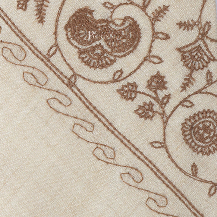 Pashtush India Mens Neckties Ties for Men Pashtush mens Fine Wool tie, Embroidered design, Beige