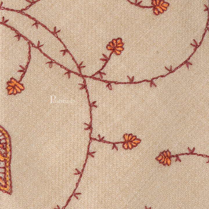 Pashtush India Mens Neckties Ties for Men Pashtush mens Fine Wool tie, Embroidered design, Beige
