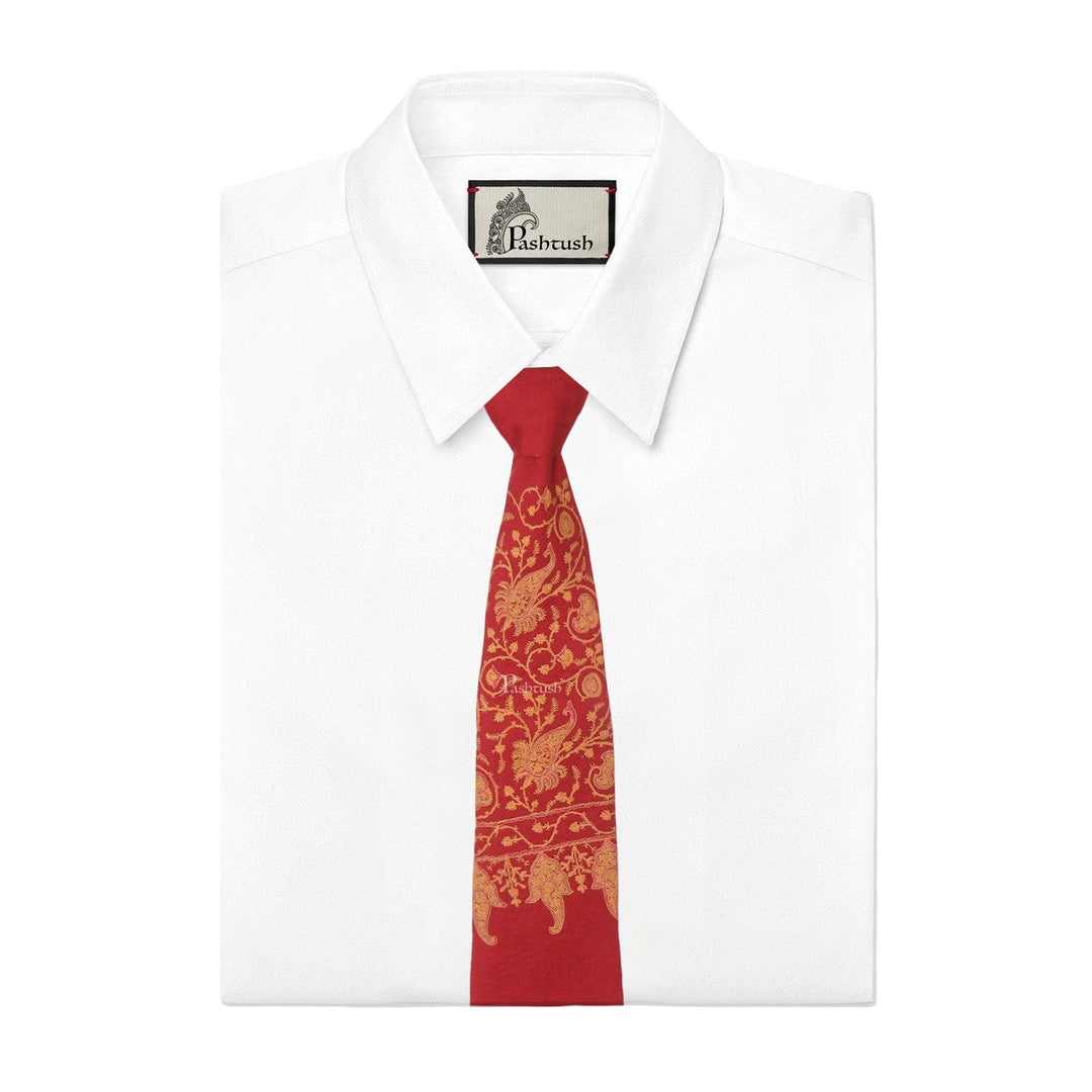 Pashtush India Mens Neckties Ties for Men Pashtush mens Fine Wool tie, Embroidered design, Maroon