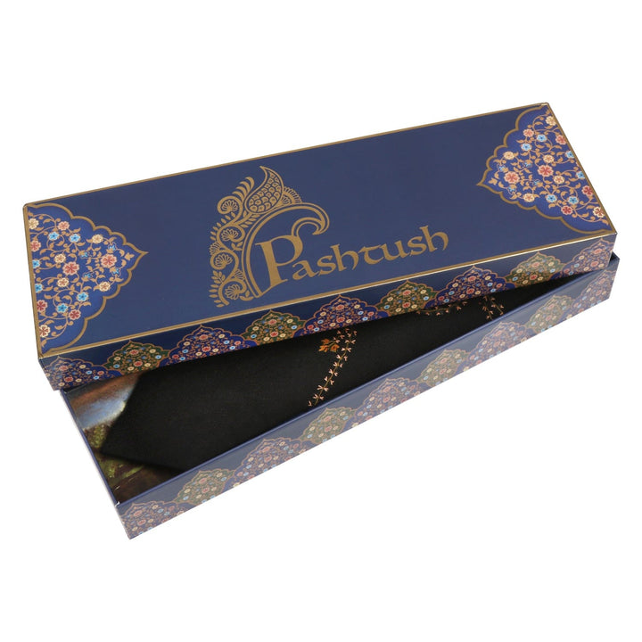 Pashtush India Mens Neckties Ties for Men Pashtush mens Fine Wool tie, Hand Embroidery design, Black