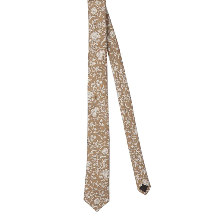 Pashtush India Mens Neckties Ties for Men Pashtush mens Fine Wool tie, Tone on Tone Embroidered design, Taupe