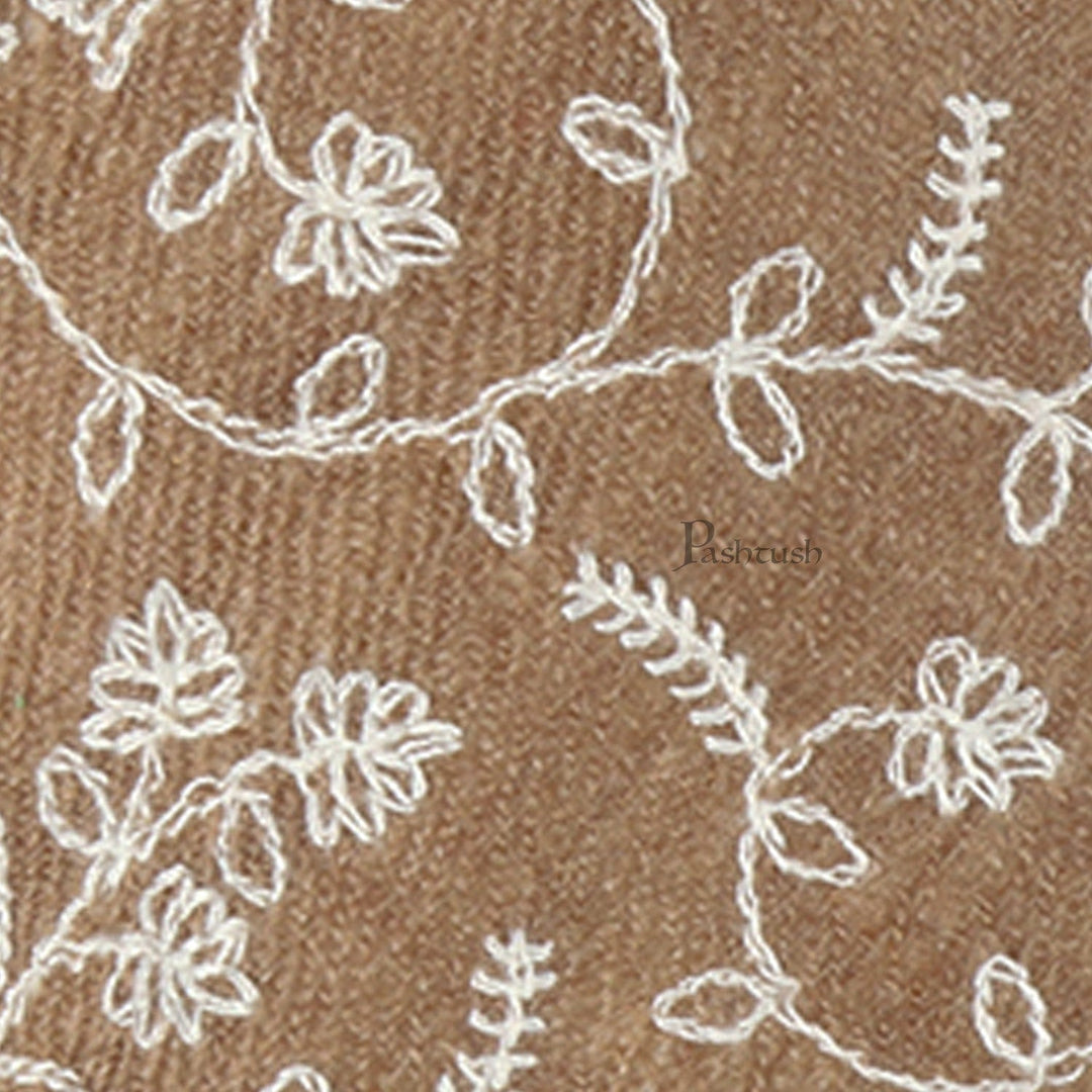 Pashtush India Mens Neckties Ties for Men Pashtush mens Fine Wool tie, Tone on Tone Embroidered design, Taupe