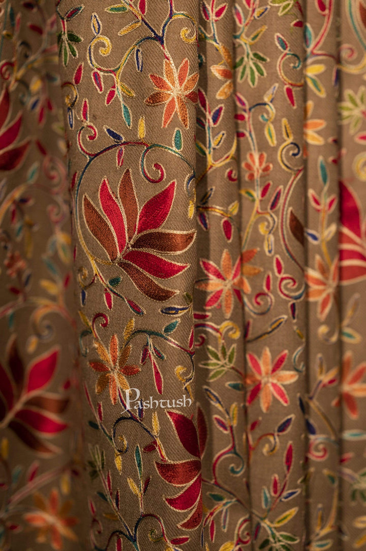 Pashtush India 100x200 Pashtush Mens hand embroidered Nalki Shawl, Fine Wool