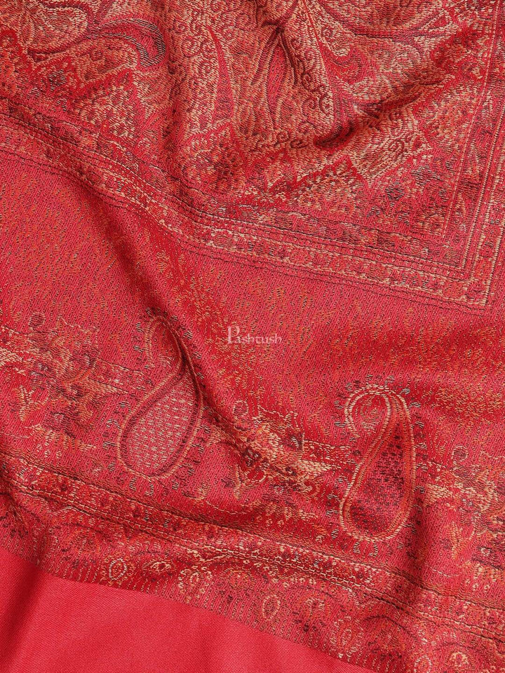 Pashtush India 100x200 Pashtush Mens Jamawar Stole, Faux Pashmina, Red
