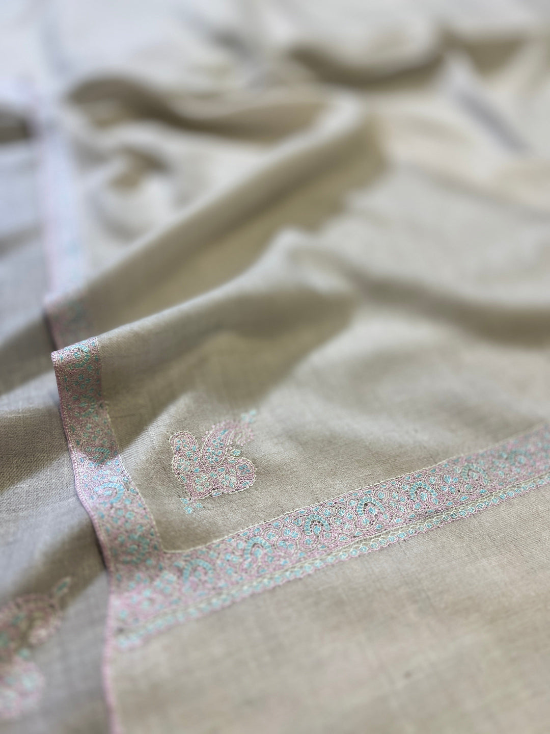 Pashtush India Mens Shawls Gents Shawl Pashtush Mens Pashmina, Hand Woven, Hand Embroidered Dusala, Full Size