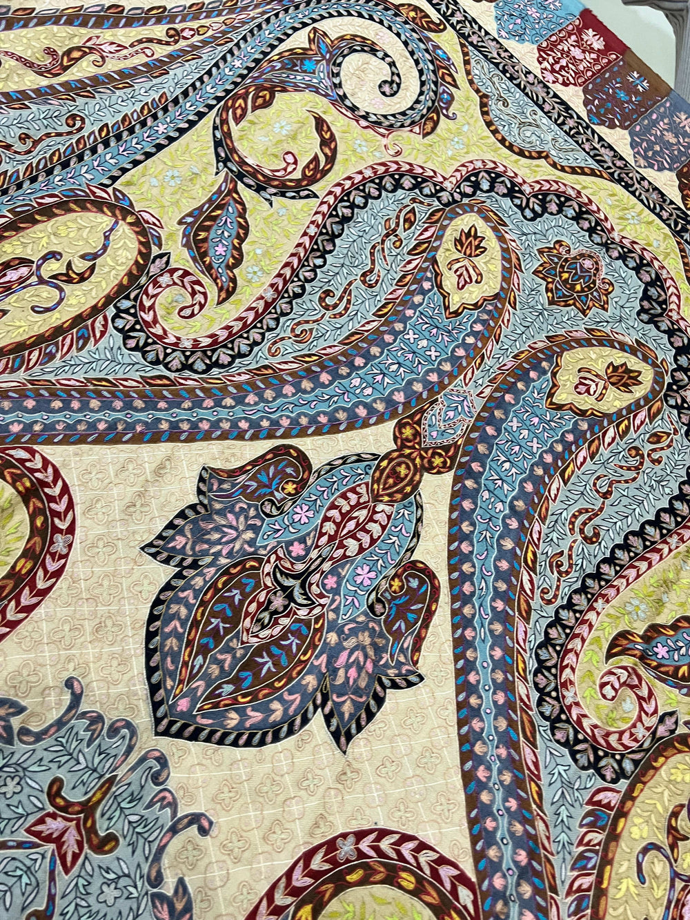 Pashtush India Mens Shawls Gents Shawl Pashtush Mens Pashmina Kalamkari Shawl: Handwoven, Hand Painted, and Hand Embroidered, Multicolour