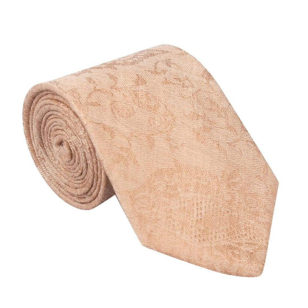 Pashtush Shawl Store Tie Pashtush Mens Pashmina Necktie, Jacquard Ties for Men, Free Size, Cairo Beige