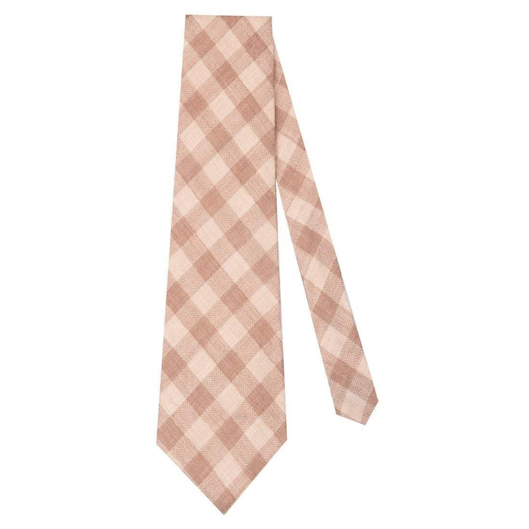 Pashtush Shawl Store Tie Pashtush Mens Pashmina Necktie, Soft and Luxurious, Checkered Design, Free Size, Cairo Beige