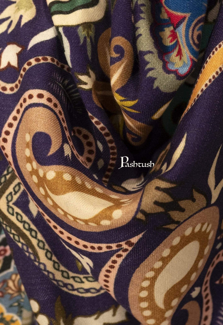 Pashtush India 100x200 Pashtush Mens Printed Stole, Multicoloured, 100% Pure Wool (Woolmark Certified)