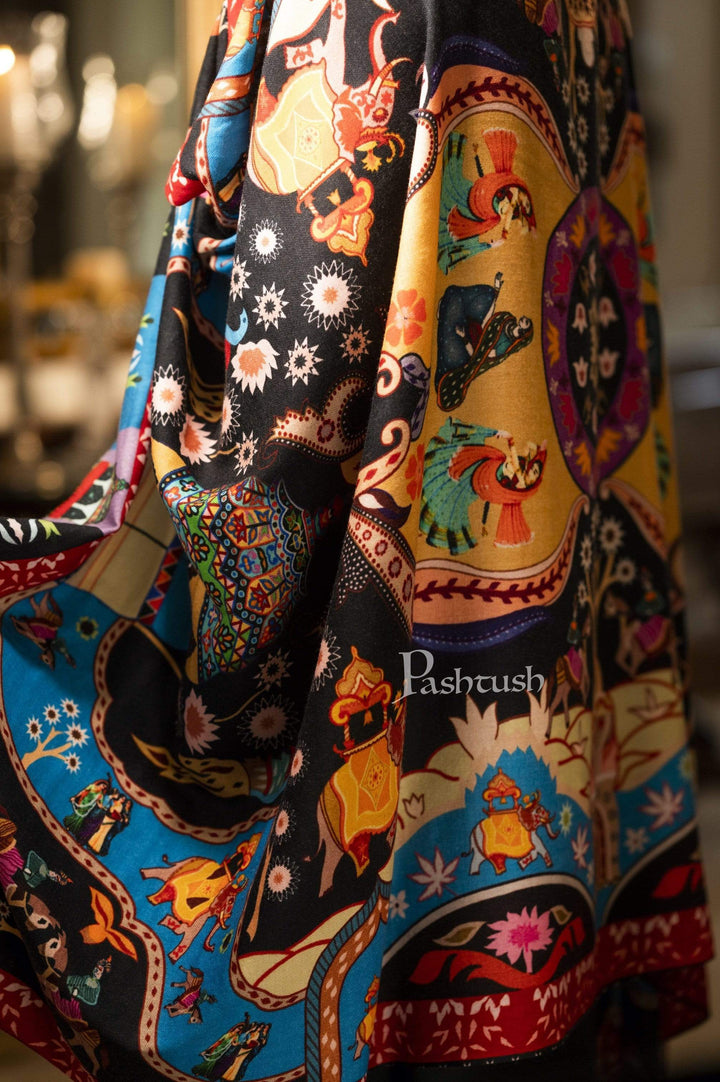 Pashtush India 100x200 Pashtush Mens Printed Stole, Multicoloured, 100% Pure Wool (Woolmark Certified)