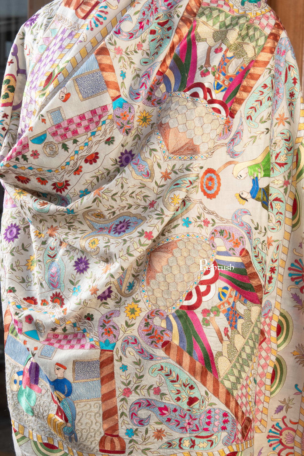 Pashtush India Mens Shawls Gents Shawl Pashtush Mens Pure Pashmina Shawl, Multicolour