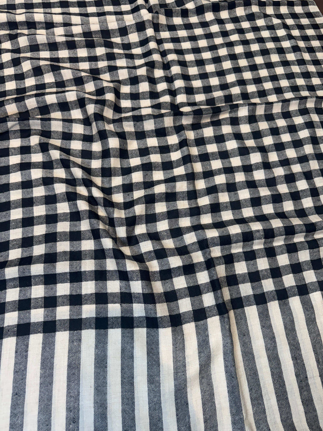 Pashtush India Mens Scarves Stoles and Mufflers Pashtush Mens Pure Pashmina Stole, Handwoven Checkered Design, Black and Beige