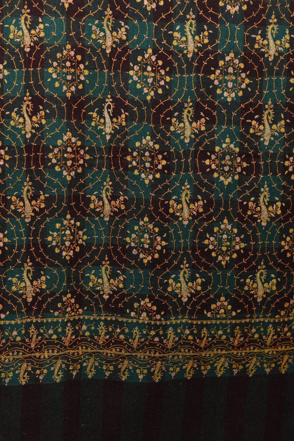 Pashtush India Womens Shawls Pashtush Mens Pure Pashmina Stole, Sozni Hand Embroidery, Hand Woven
