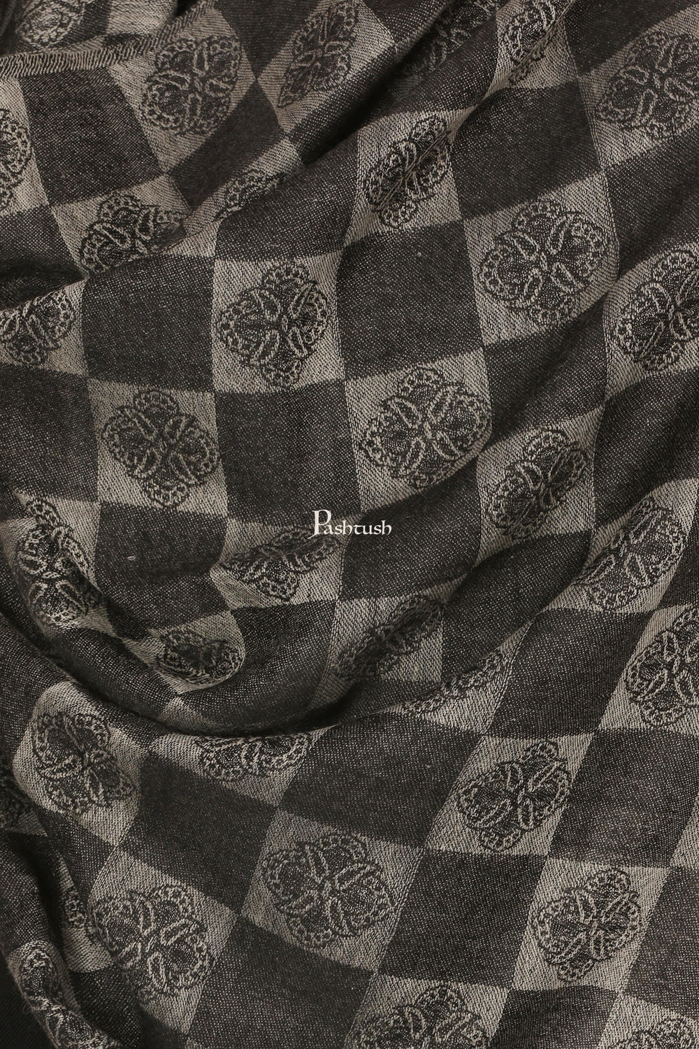 Pashtush India Mens Scarves Stoles and Mufflers Pashtush Mens Reversible Stole, Checkered Design - Black