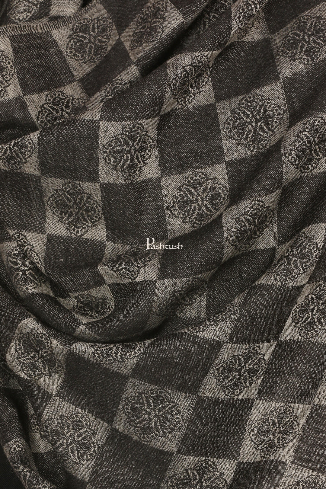 Pashtush India Mens Scarves Stoles and Mufflers Pashtush Mens Reversible Stole, Checkered Design - Black