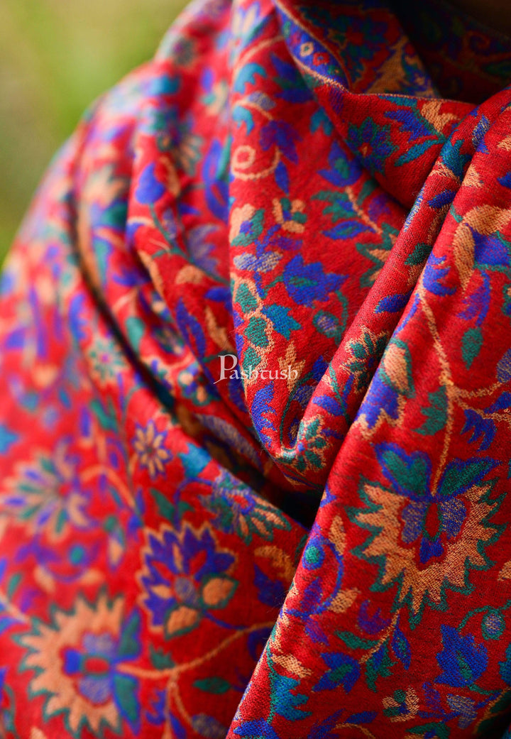 Pashtush India 100x200 Pashtush Mens Reversible Twin Color 100% Pure Wool Ring Soft Kaani Weave Shawl, Woolmark Certified