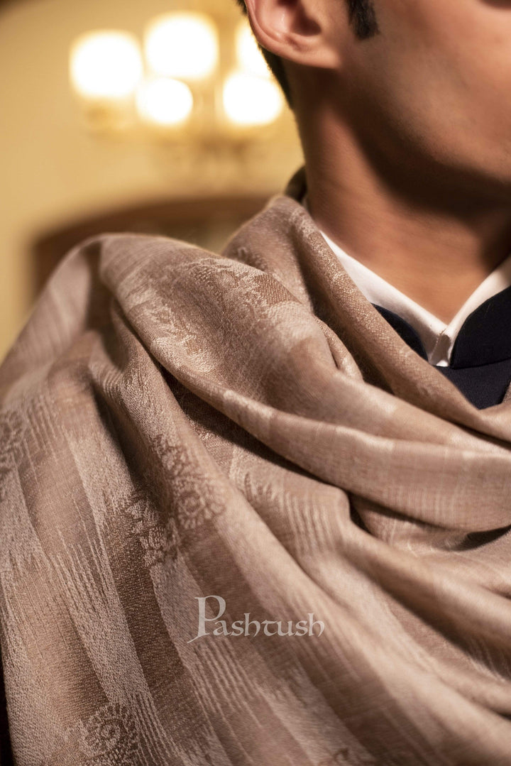 Pashtush India 114x228 Pashtush Mens Shawl, Fine Wool Jacquard Weave Shawl, Soft and Light Weight