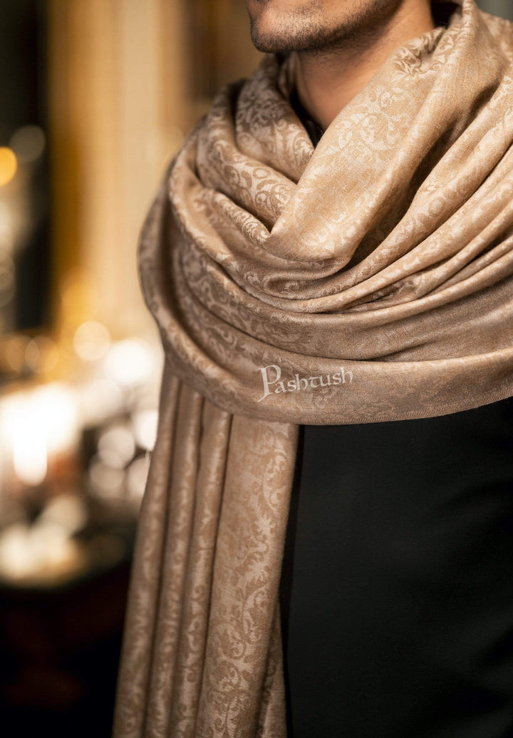 Pashtush India 114x228 Pashtush Mens Shawl, Fine Wool Jacquard Weave, Soft and Light Weight
