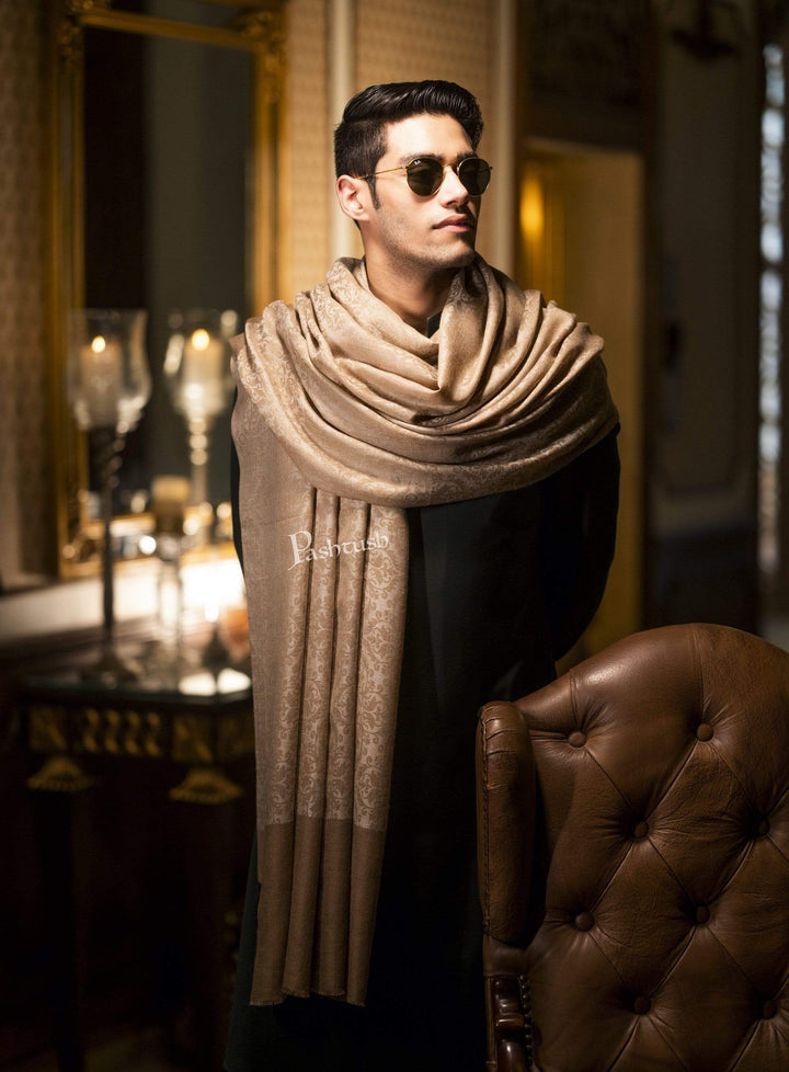 Pashtush India 114x228 Pashtush Mens Shawl, Fine Wool Jacquard Weave, Soft and Light Weight