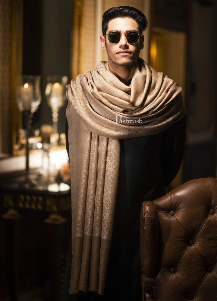 Pashtush India 114x228 Pashtush Mens Shawl, Fine Wool Jacquard Weave, Soft and Light Weight