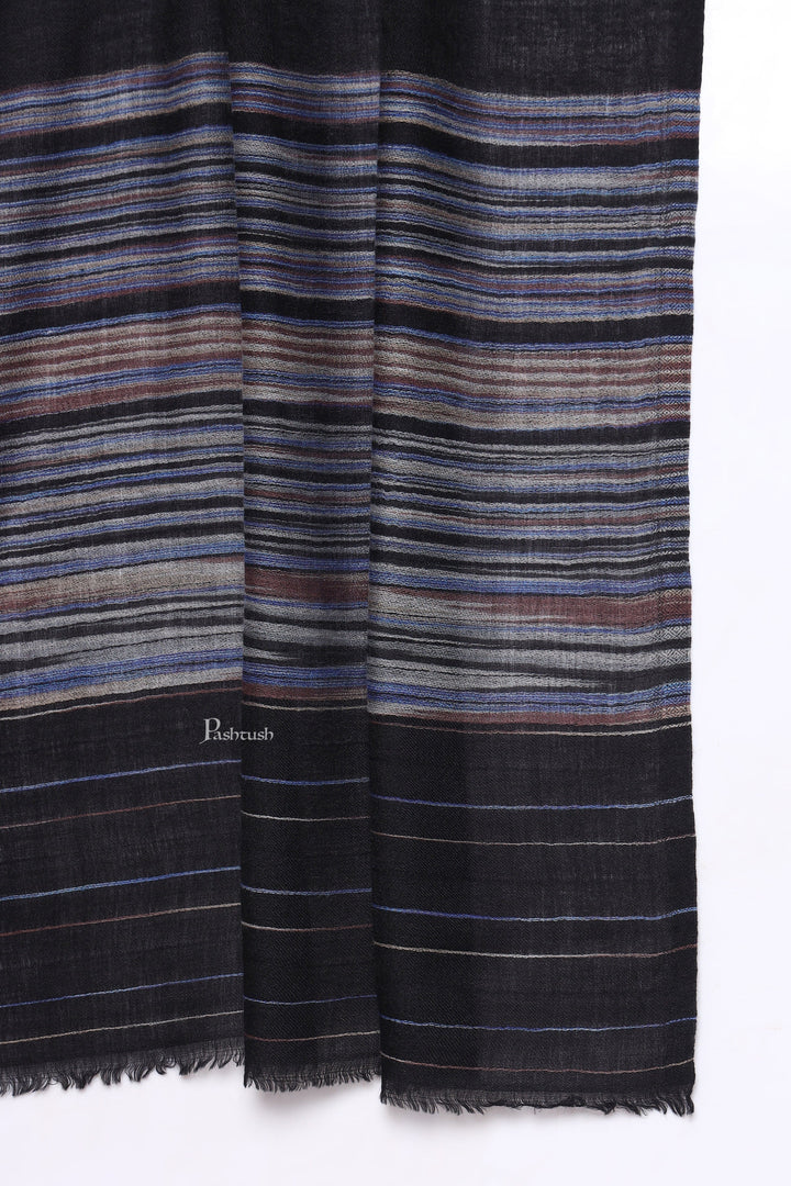Pashtush India Mens Shawls Gents Shawl Pashtush Mens Shawl, Reversible Design, Black