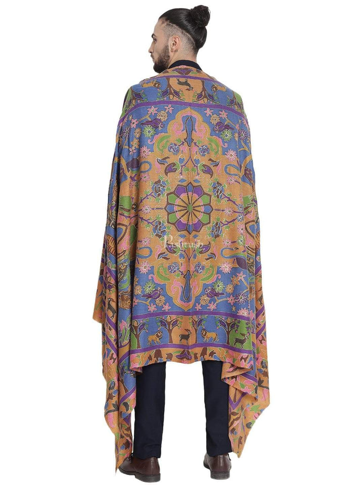 Pashtush India 114x228 Pashtush Mens Shikaar-Dar Hand Embroidered, Shawl In Fine Wool