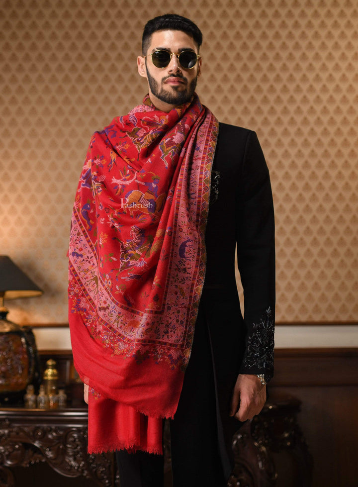 Pashtush India 100x200 Pashtush Mens Shikaardar Stole, Pure Wool, With Woolmark Certificate