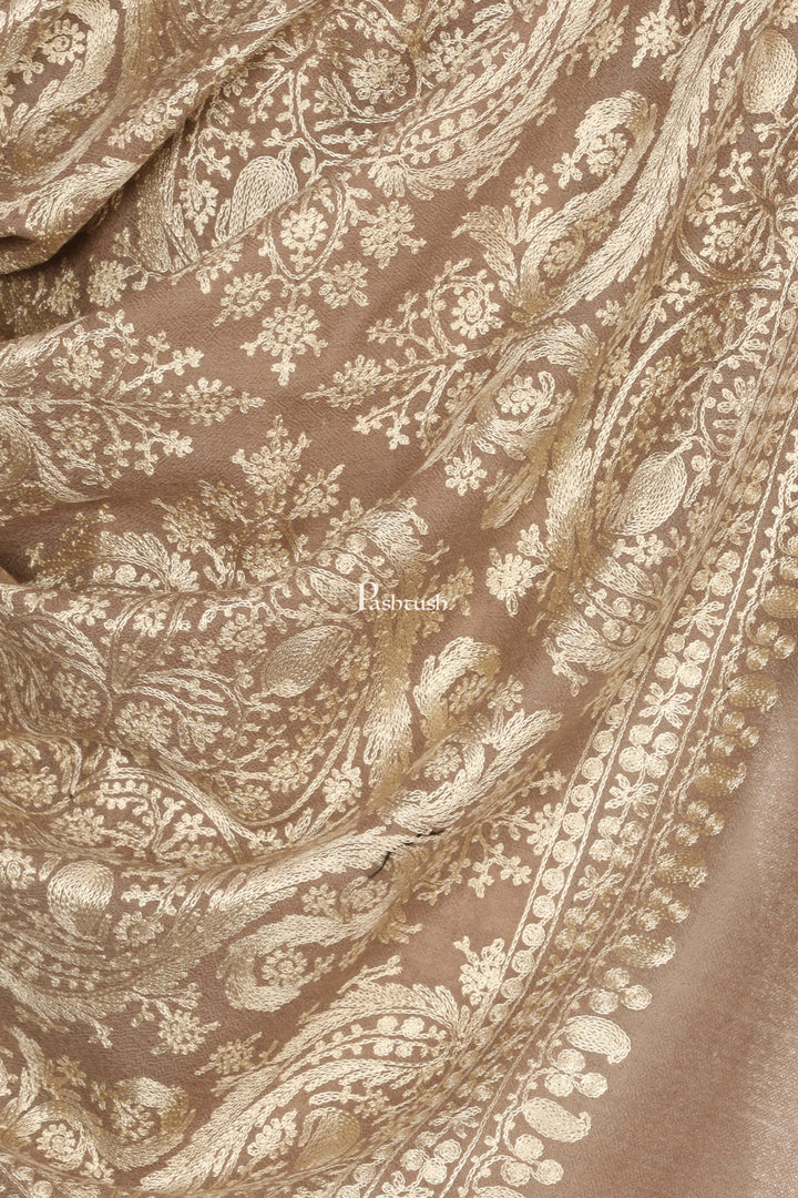 Pashtush India Mens Scarves Stoles and Mufflers Pashtush Mens Silk-Fine Wool Fine Wool, Nalki Embroidery Needlework Stole