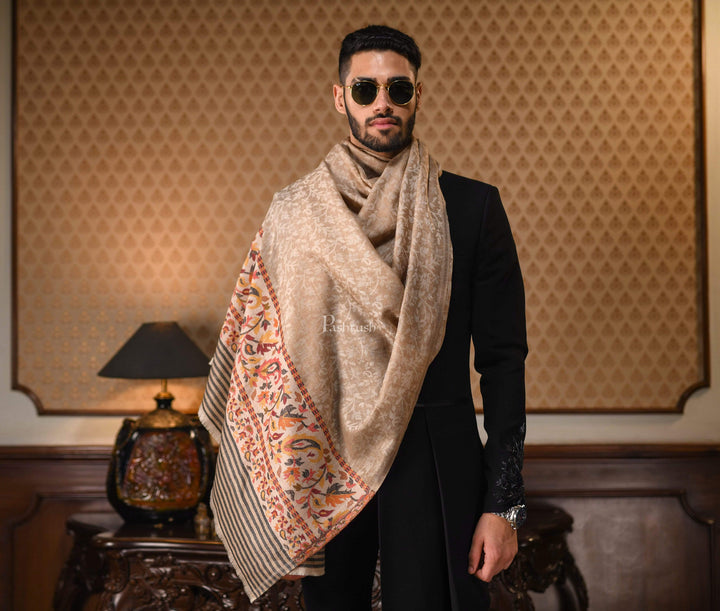 Pashtush India 100x200 Pashtush Mens Soft Wool Cashmere Blended Shawl, Ethnic Palla