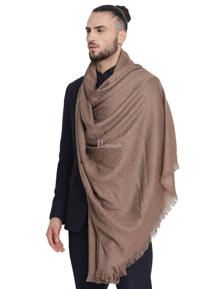 Pashtush India 100x200 Pashtush Mens Soft Wool Stole dark brown ( tooth )