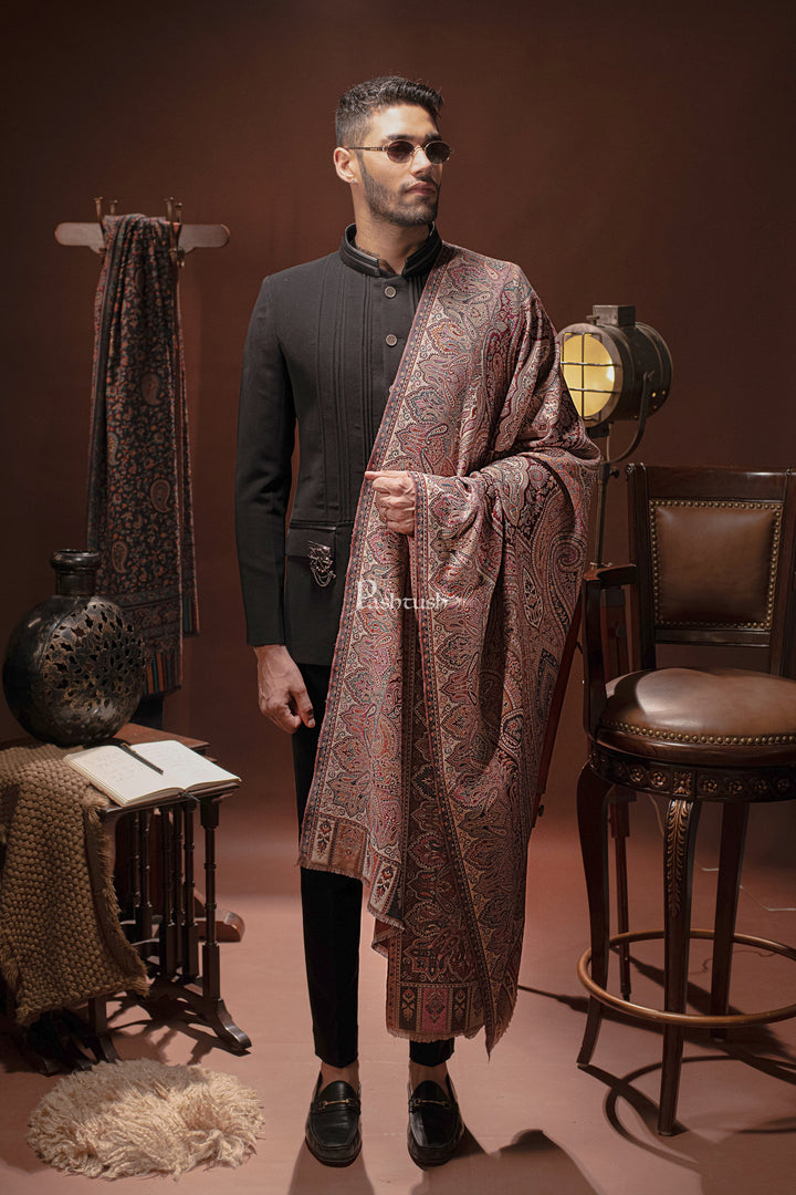 Pashtush India Mens Scarves Stoles and Mufflers Pashtush Mens Stole, Faux Pashmina, Woven Antique Heritage Design, Jamawar, Multicolour