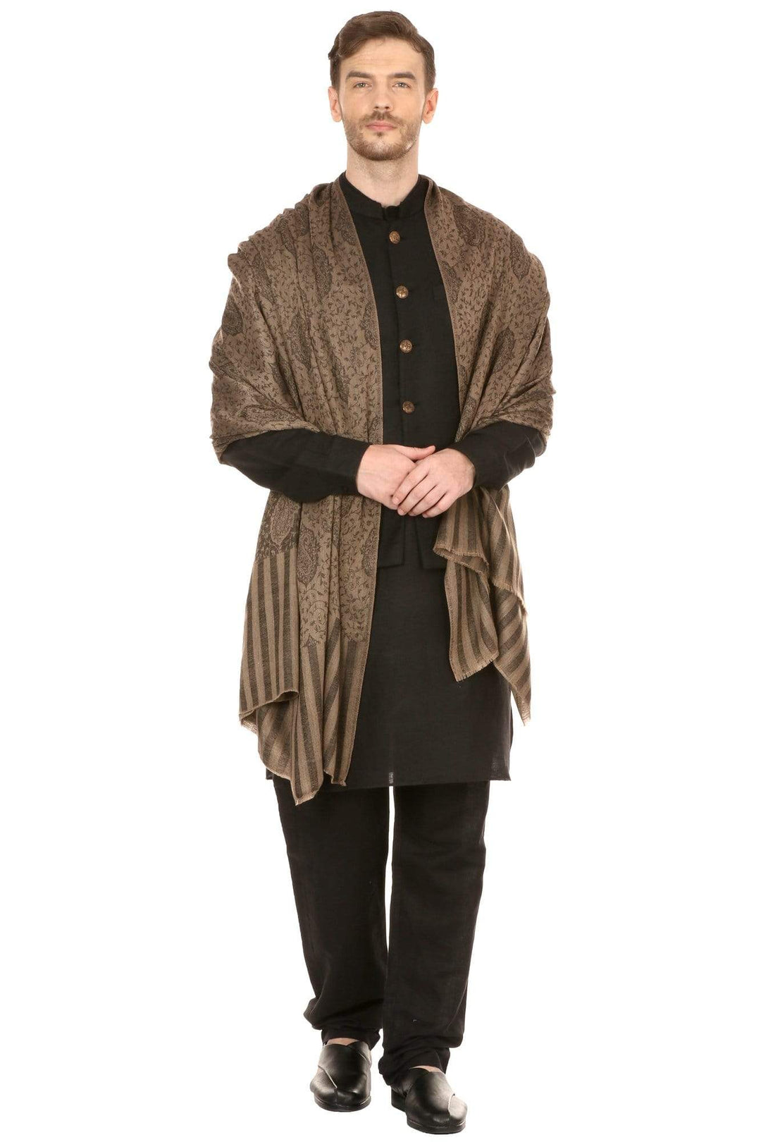 Pashtush Mens Stole Scarf, Extra Soft Wool - Taupe