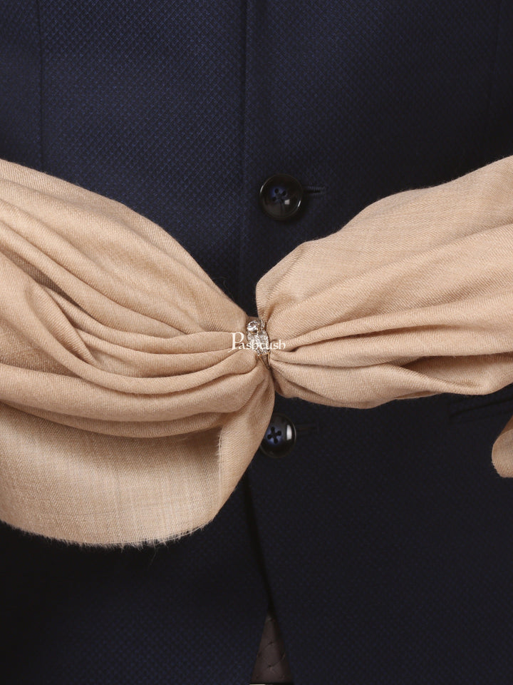 Pashtush India Mens Shawls Gents Shawl Pashtush Mens Super Fine Ring Shawl, Full Size - Dark Beige