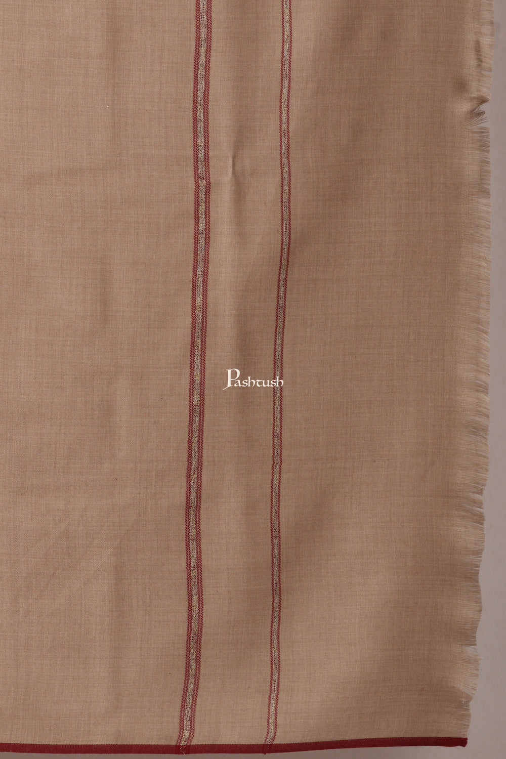 Pashtush India Mens Shawls Gents Shawl Pashtush Mens Thick Shawl Gents Lohi Woven Kinauri Design, Beige