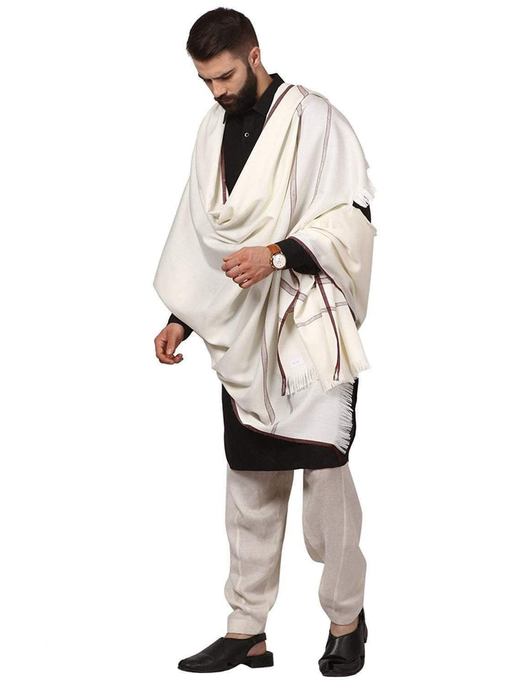 Pashtush Mens Thick Shawl Gents Lohi Woven Kinauri Design Full Mens Size.