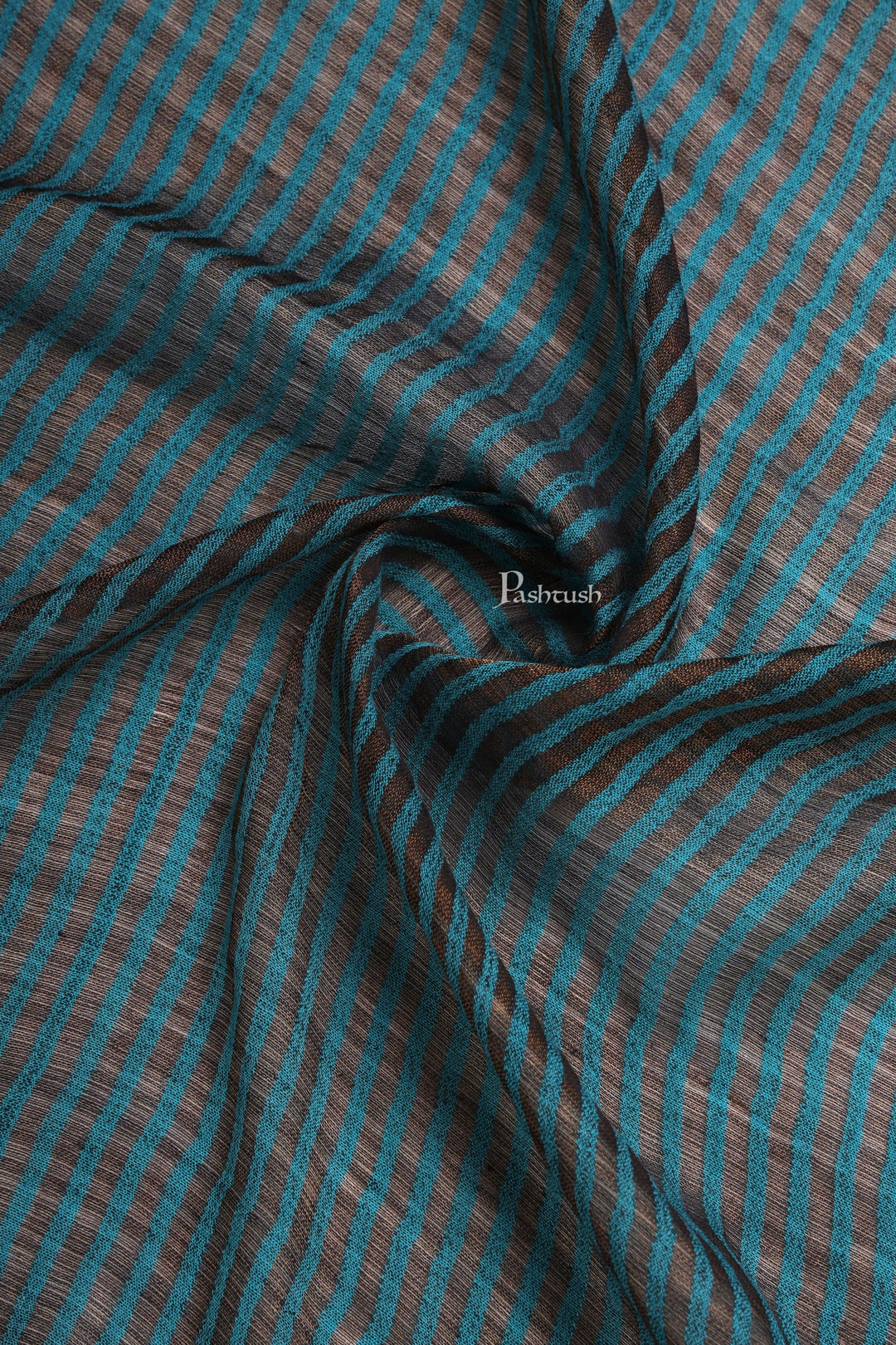 Pashtush India Mens Shawls Gents Shawl Pashtush Mens Twilight Collection Stole, Striped Design, Azure Blue