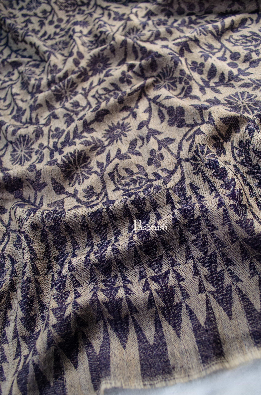 Pashtush India Mens Stoles and Scarves Scarf Pashtush Mens Wool Self Reversible Scarf, Floral Jacquard Design, Silk