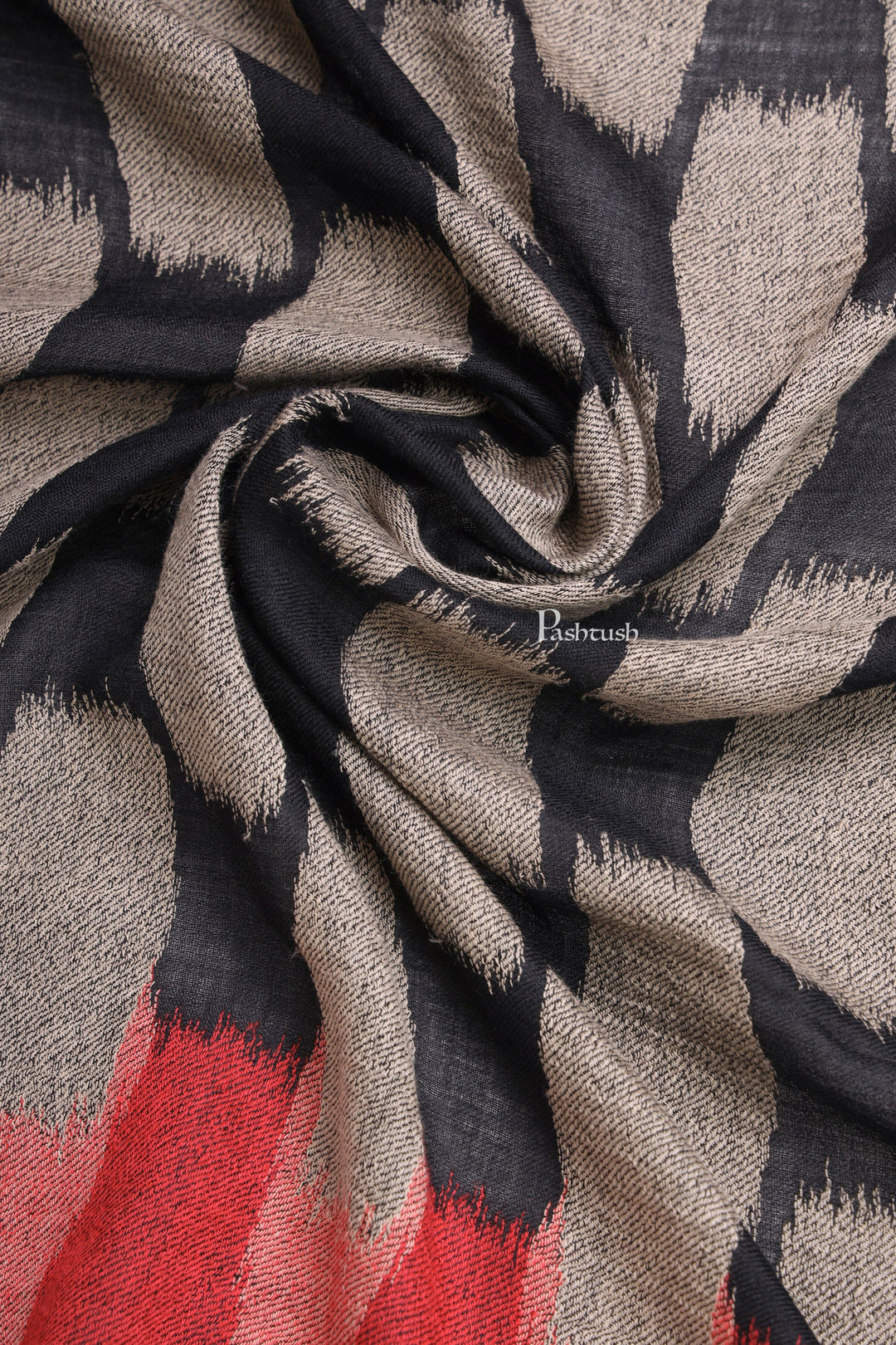 Pashtush India Mens Scarves Stoles and Mufflers Pashtush Mens Wool Silk Stole, Honey-Comb Weave Design, Maroon And Black