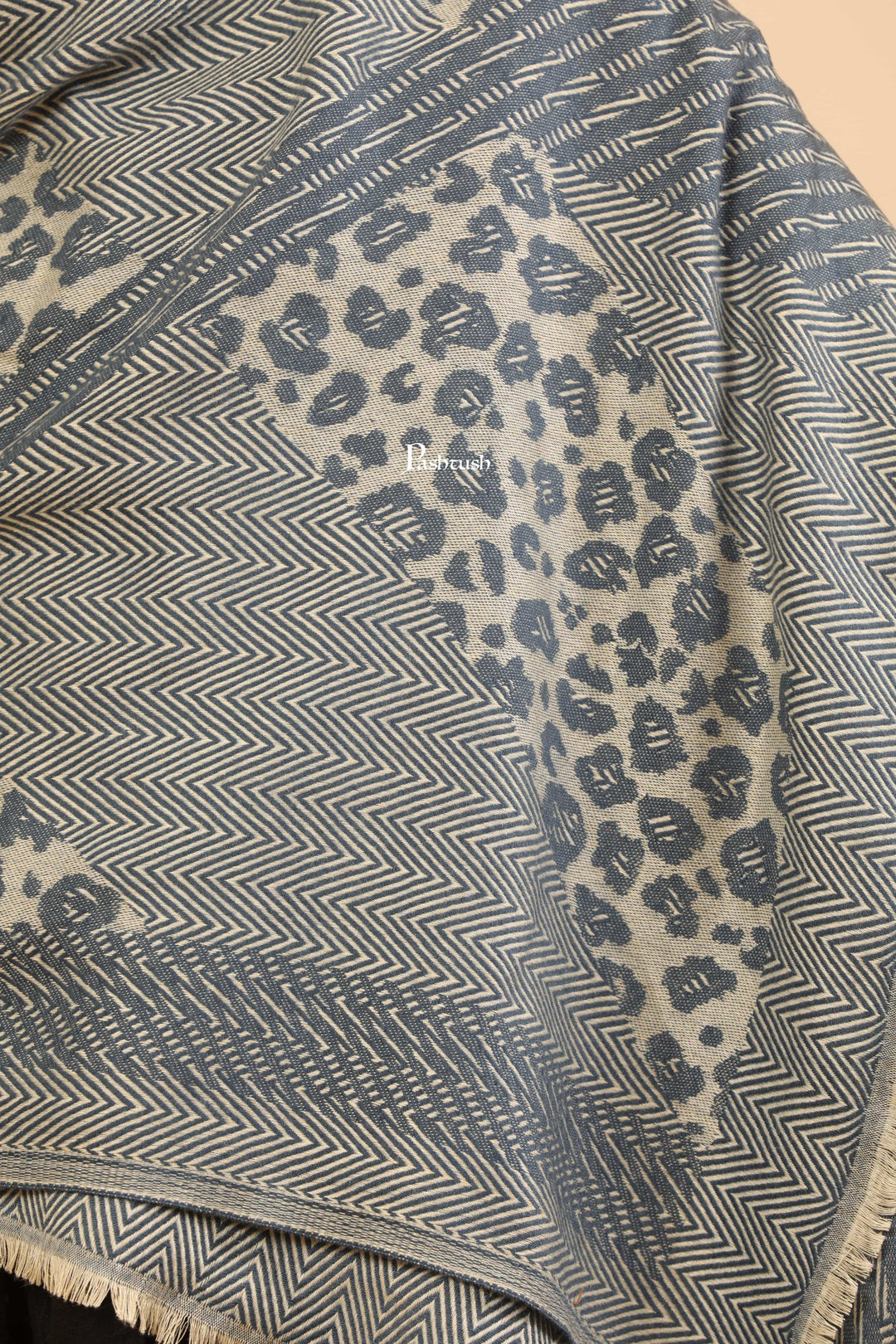 Pashtush India Womens Stoles Pashtush Mens Woollen Stole, Woven Soft And Warm Design, Denim Blue