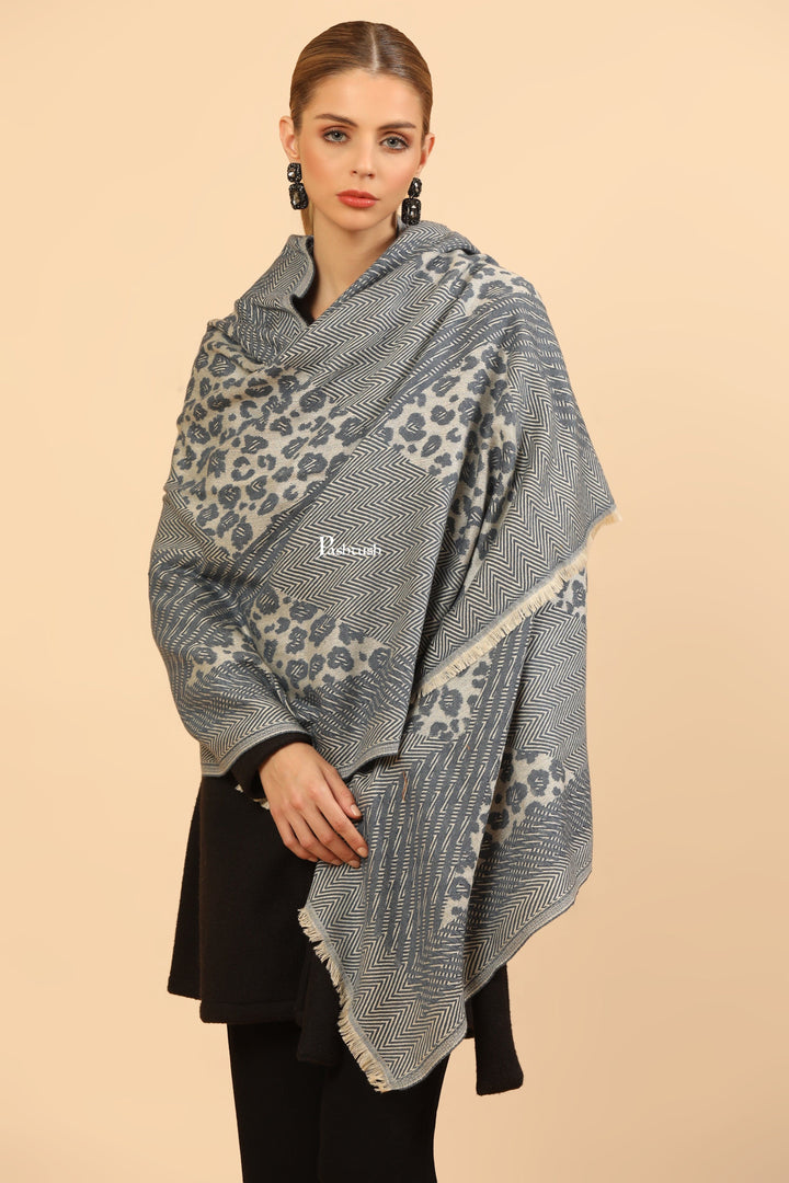 Pashtush India Womens Stoles Pashtush Mens Woollen Stole, Woven Soft And Warm Design, Denim Blue