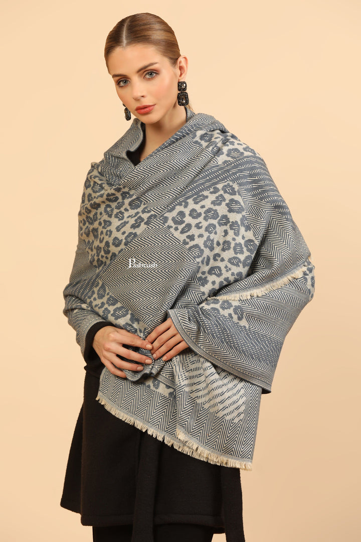 Pashtush India Womens Stoles Pashtush Mens Woollen Stole, Woven Soft And Warm Design, Denim Blue