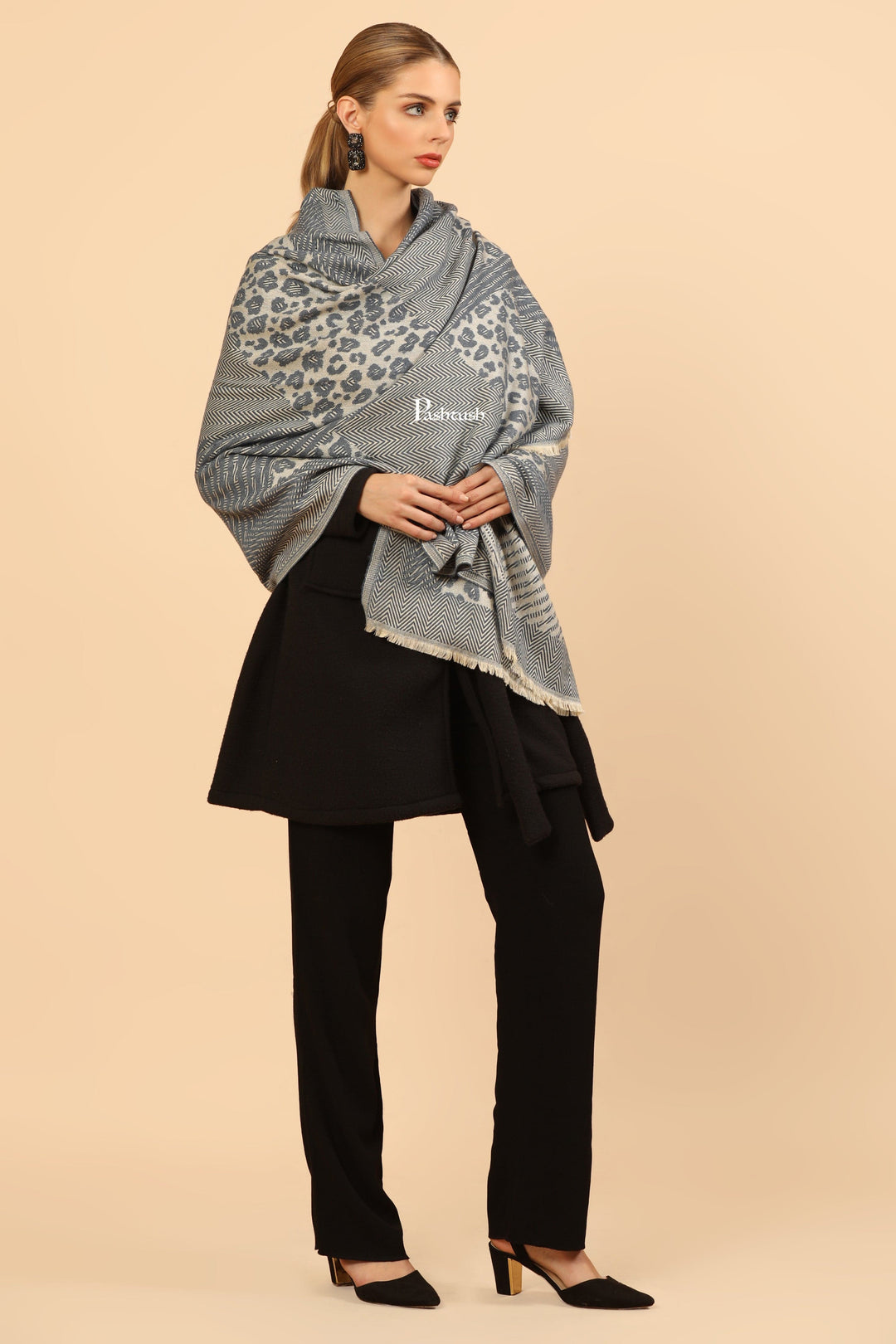 Pashtush India Womens Stoles Pashtush Mens Woollen Stole, Woven Soft And Warm Design, Denim Blue