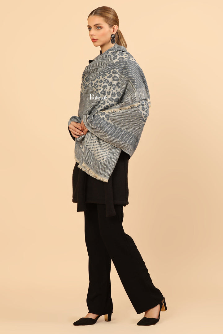Pashtush India Womens Stoles Pashtush Mens Woollen Stole, Woven Soft And Warm Design, Denim Blue