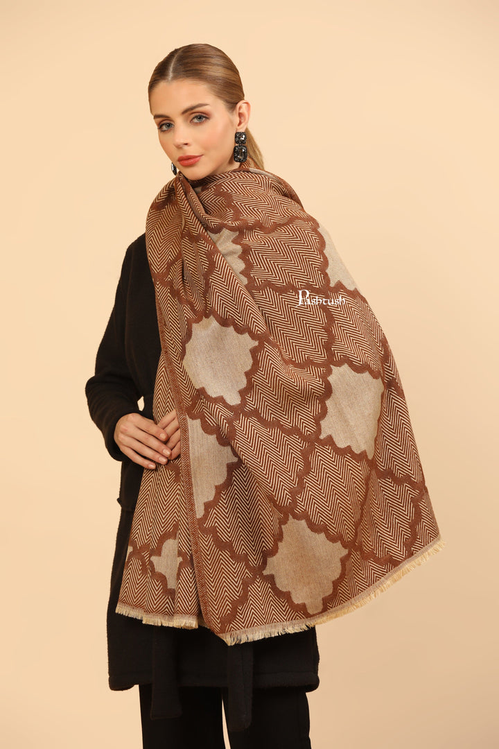 Pashtush India Womens Stoles Pashtush Mens Woollen Stole, Woven Soft And Warm Design, Sahara Brown