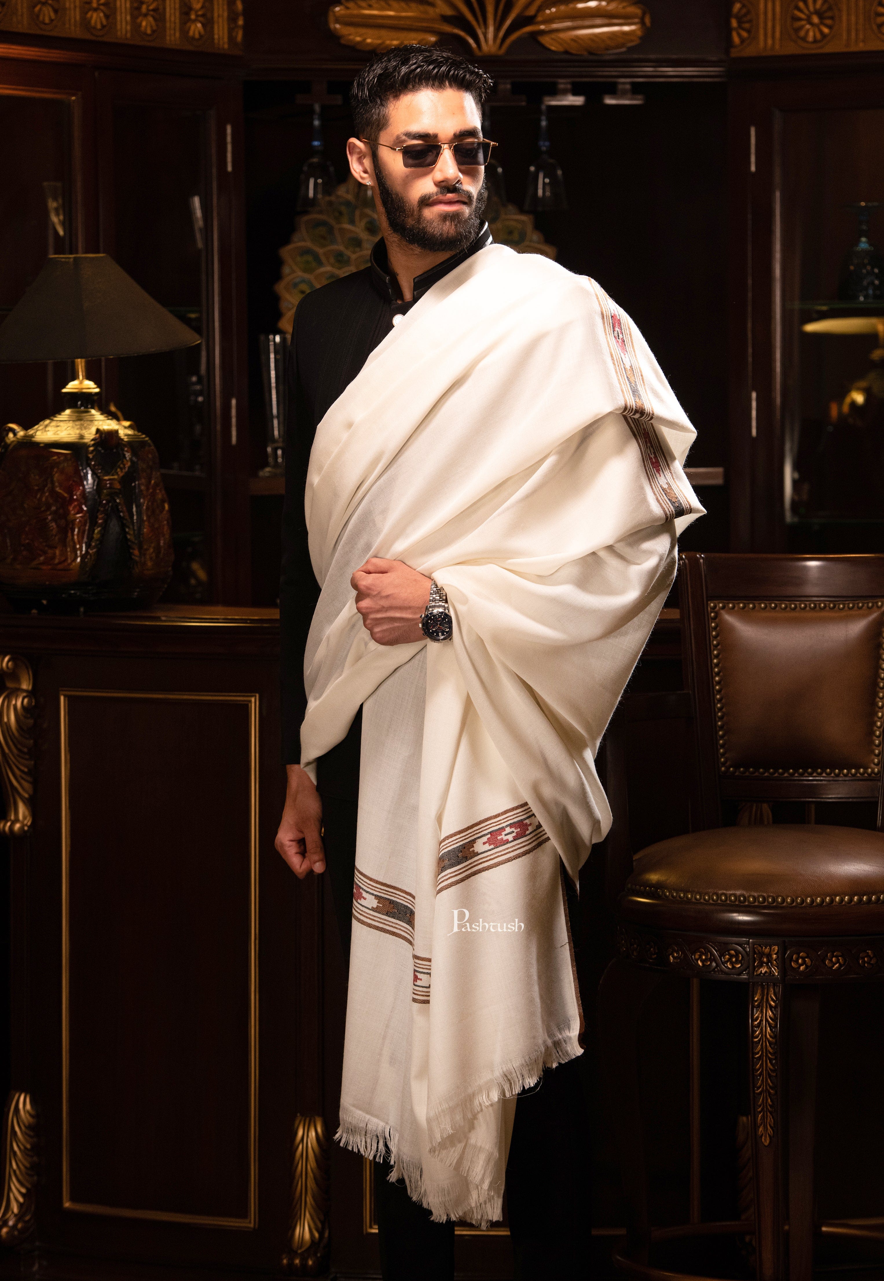 off white shawl for men